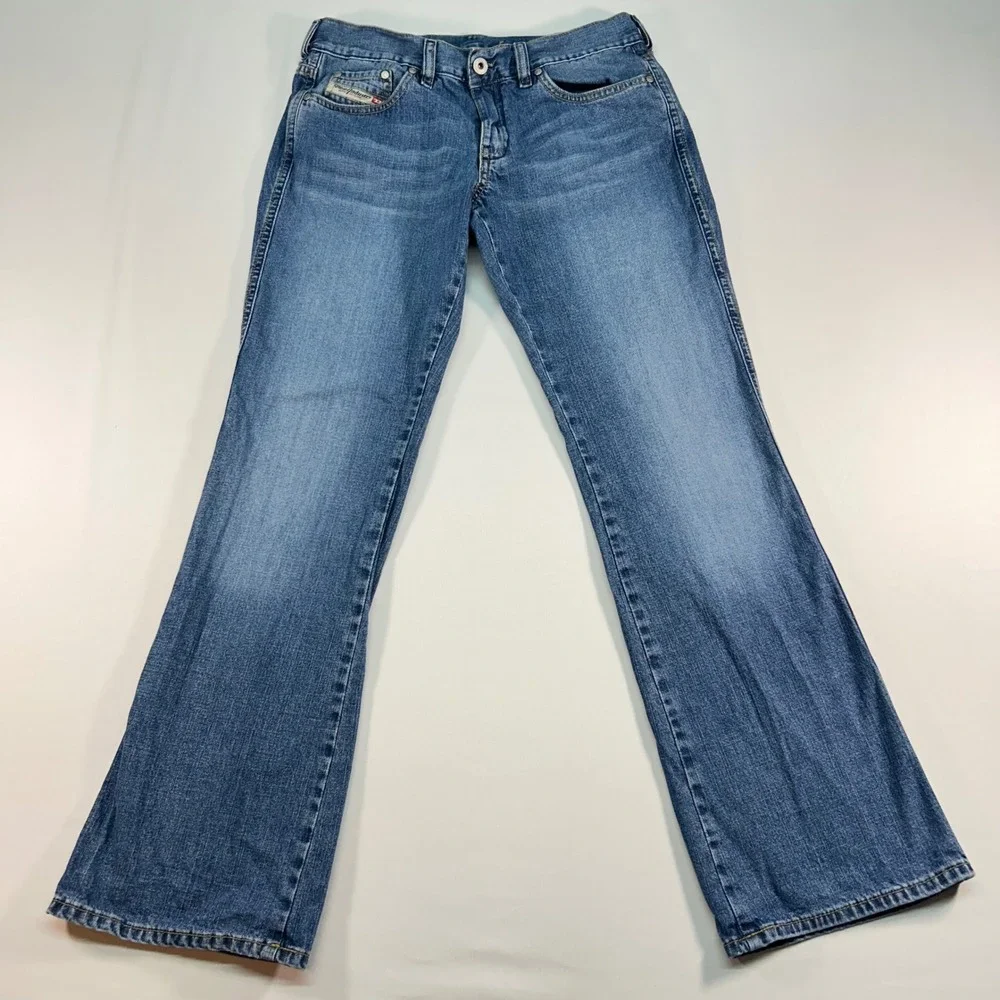 Diesel Bootcut Jeans Women 29 Blue Denim Low Rise Made in Italy Medium Wash